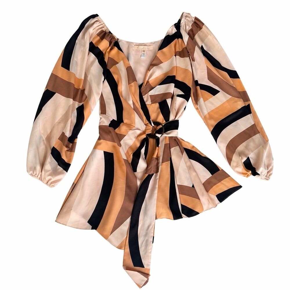 Hutch Anthropologie Wrap Dress Babydoll Mini Geometric Stripe Boho Summer - Picture 2 of 10